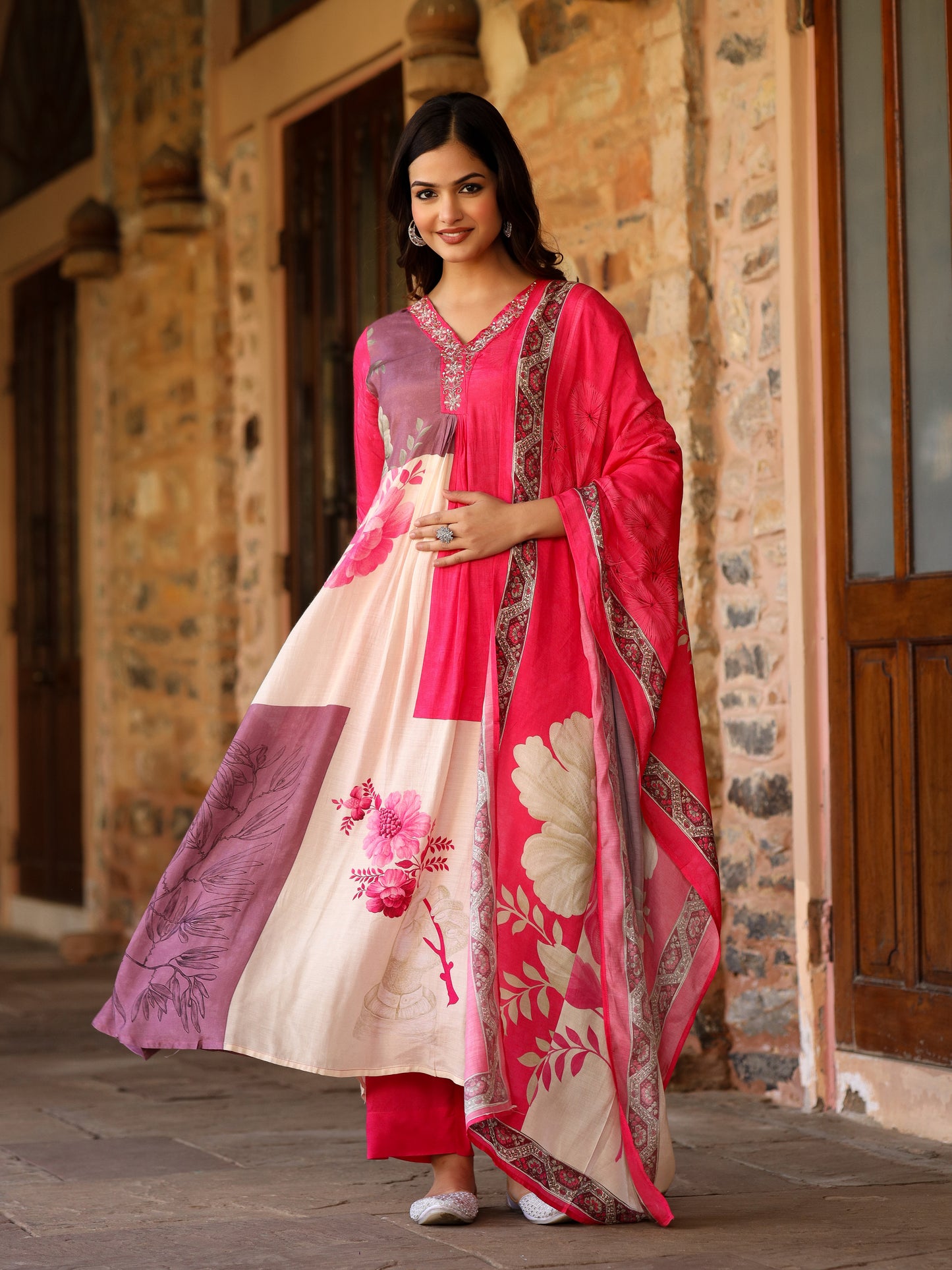 Dupahar Pink Kurta Set