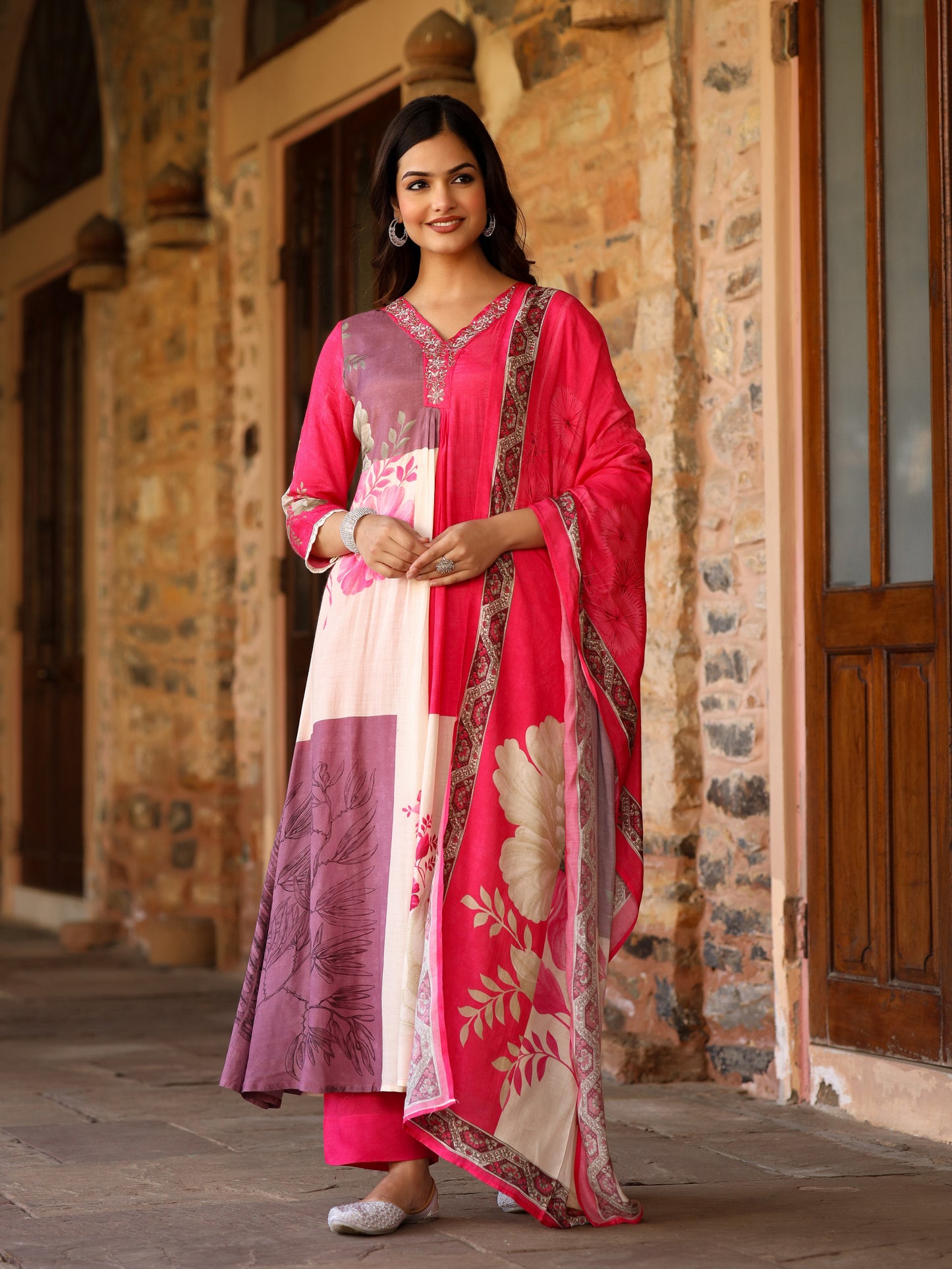 Dupahar Pink Kurta Set