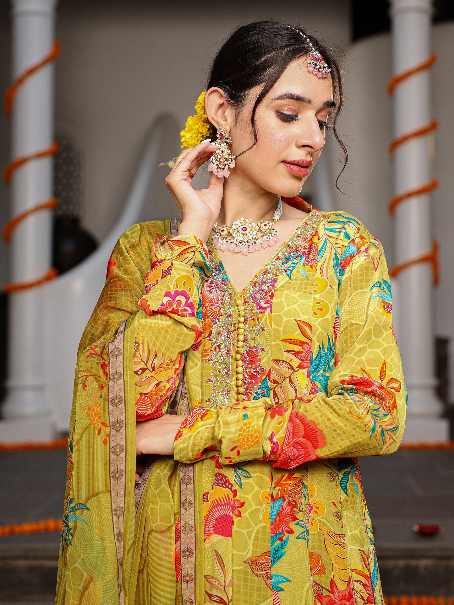 Yellow Anarkali set