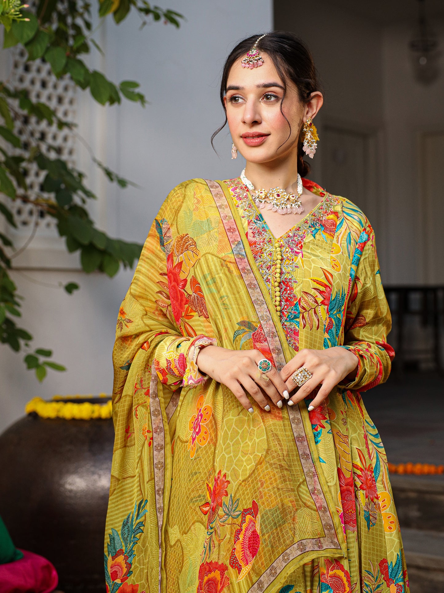 Yellow Anarkali set