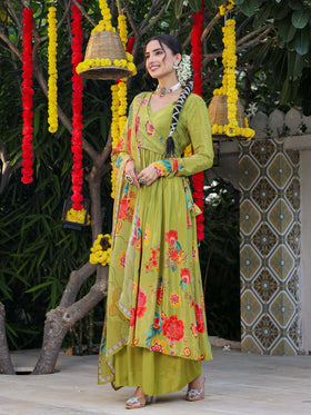 Green Angrakha Set