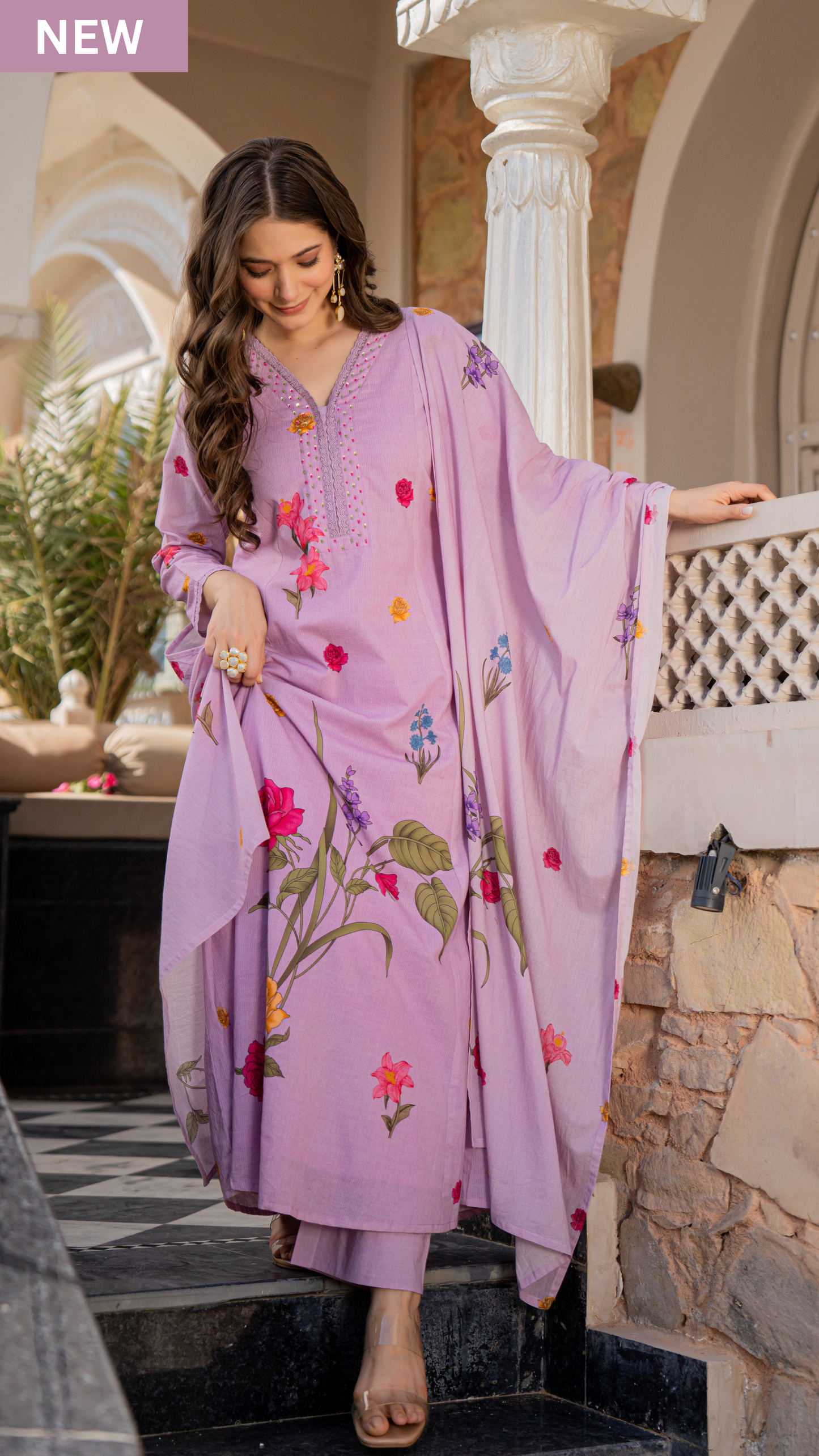 Coastal Lilac Cotton Suit Set