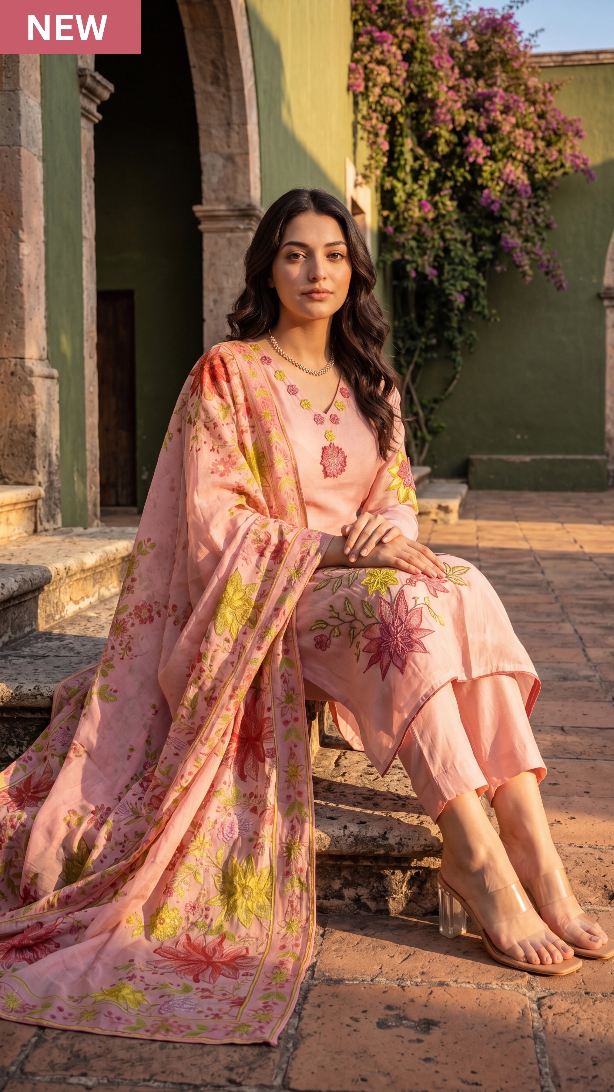 Blush Petal Chanderi Suit Set