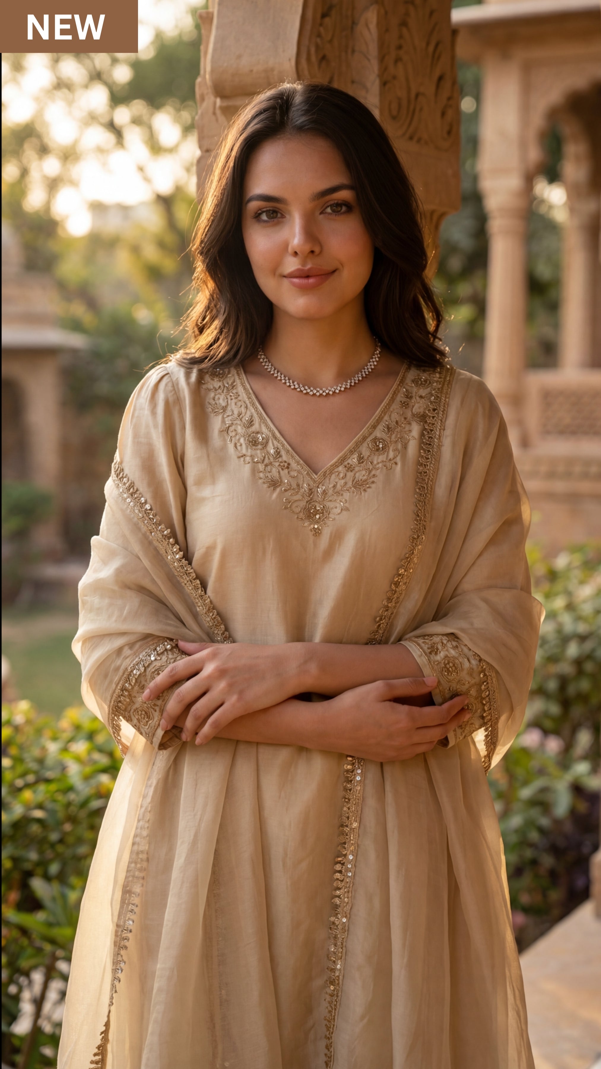 Ivory Bloom Chanderi Suit Set
