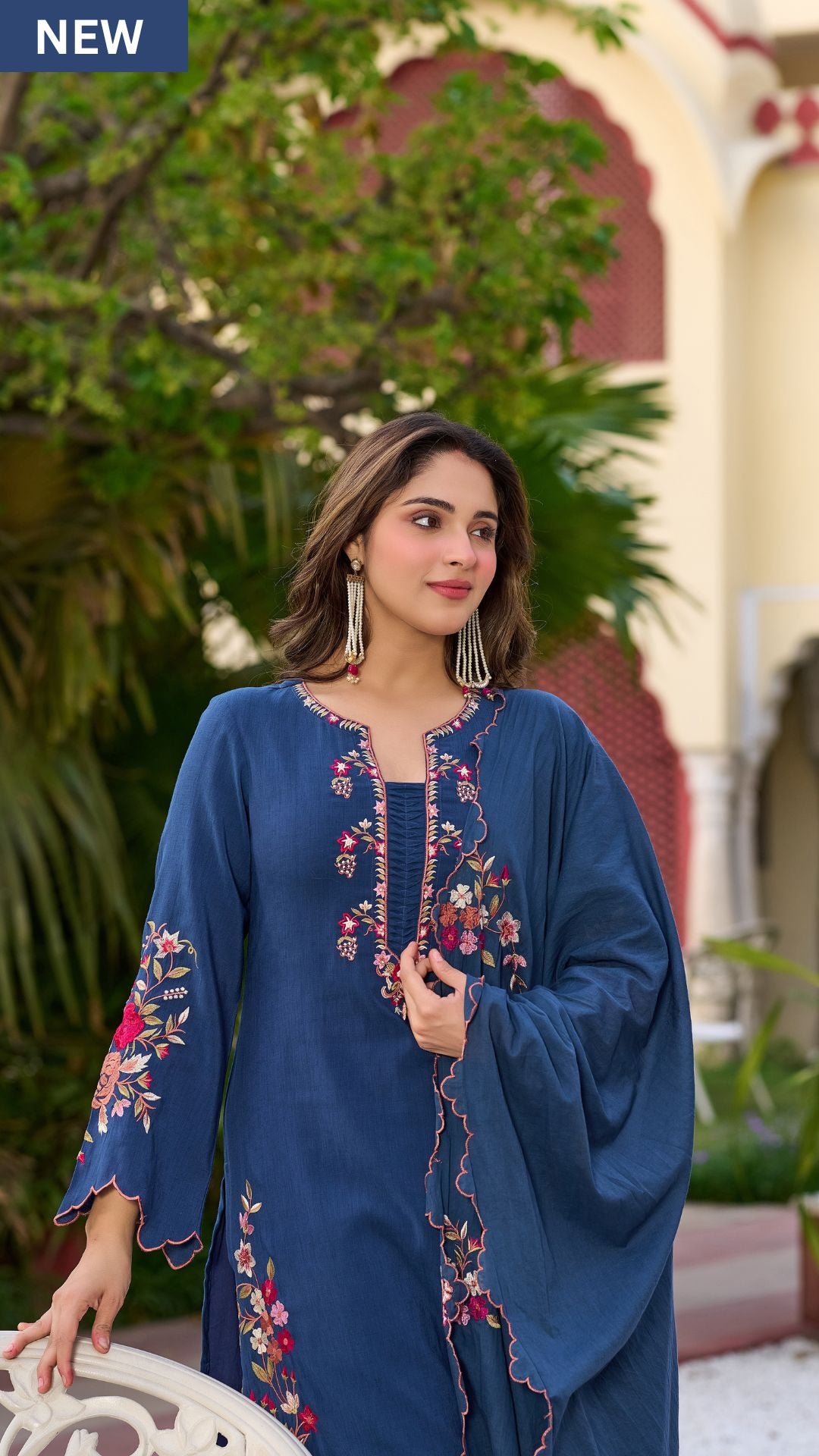 Royal Indigo Blossom Suit Set