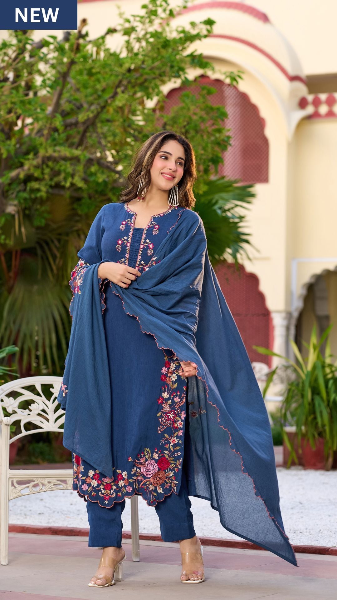 Royal Indigo Blossom Suit Set