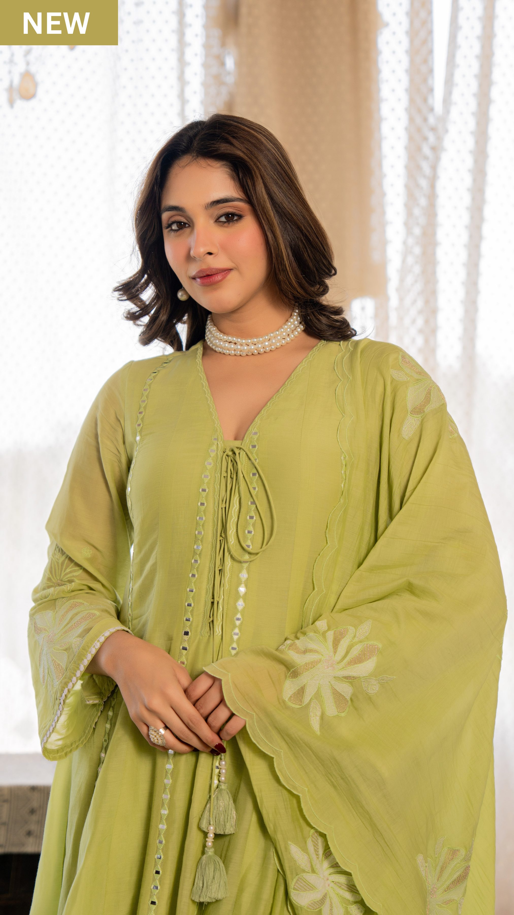 Minted Elegance Chanderi Suit Set