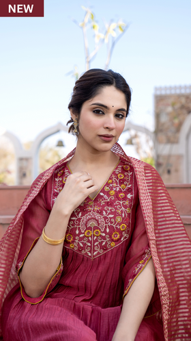 Rosewood Luxe Chanderi Suit Set