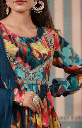 Blue Printed Suit Set