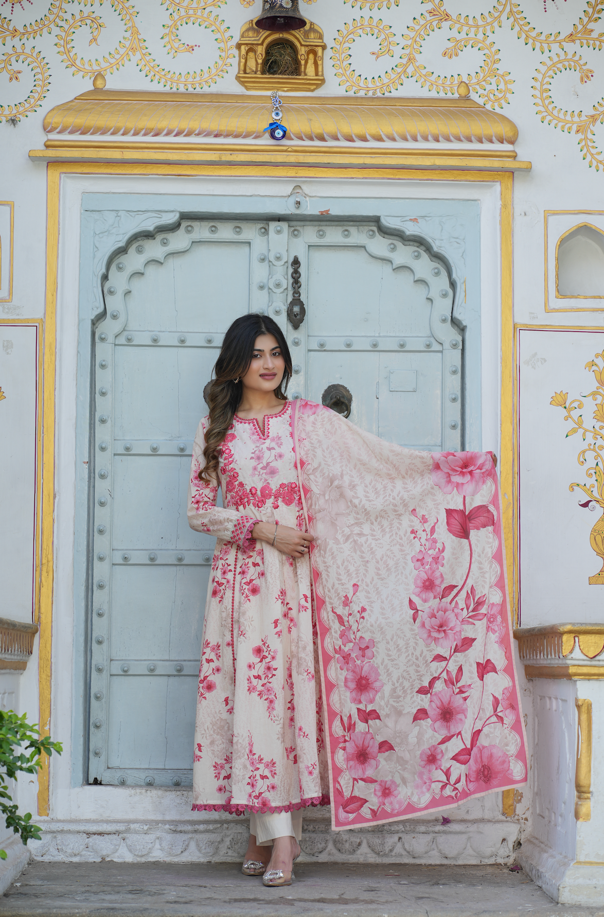 Blushing pink Anarkali Set