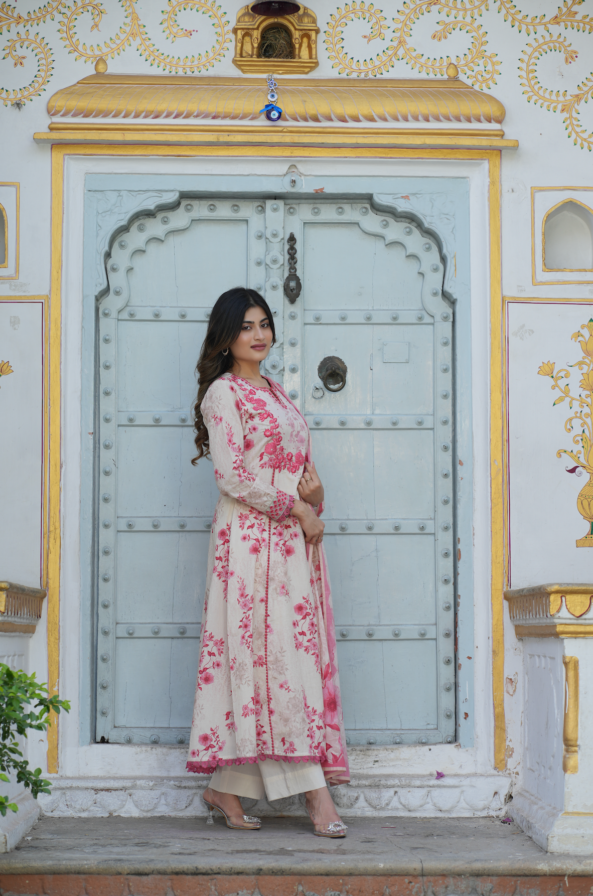 Blushing pink Anarkali Set