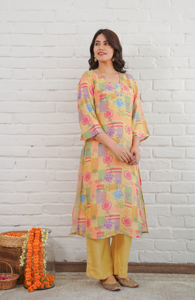 Macaroon Yellow Kurta Set