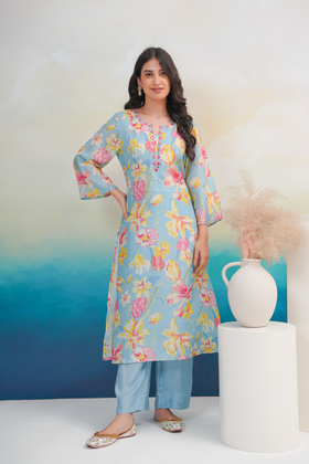 Tufts Blue Kurta Set