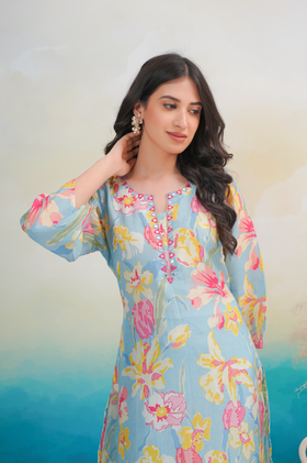 Tufts Blue Kurta Set