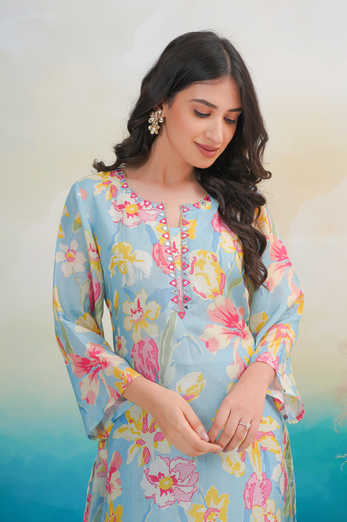 Tufts Blue Kurta Set