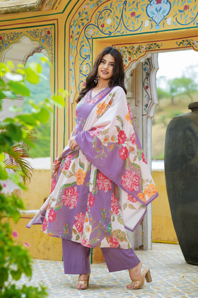 Dewberry purple Mulmul Kurta Set