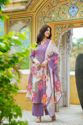 Dewberry purple Mulmul Kurta Set