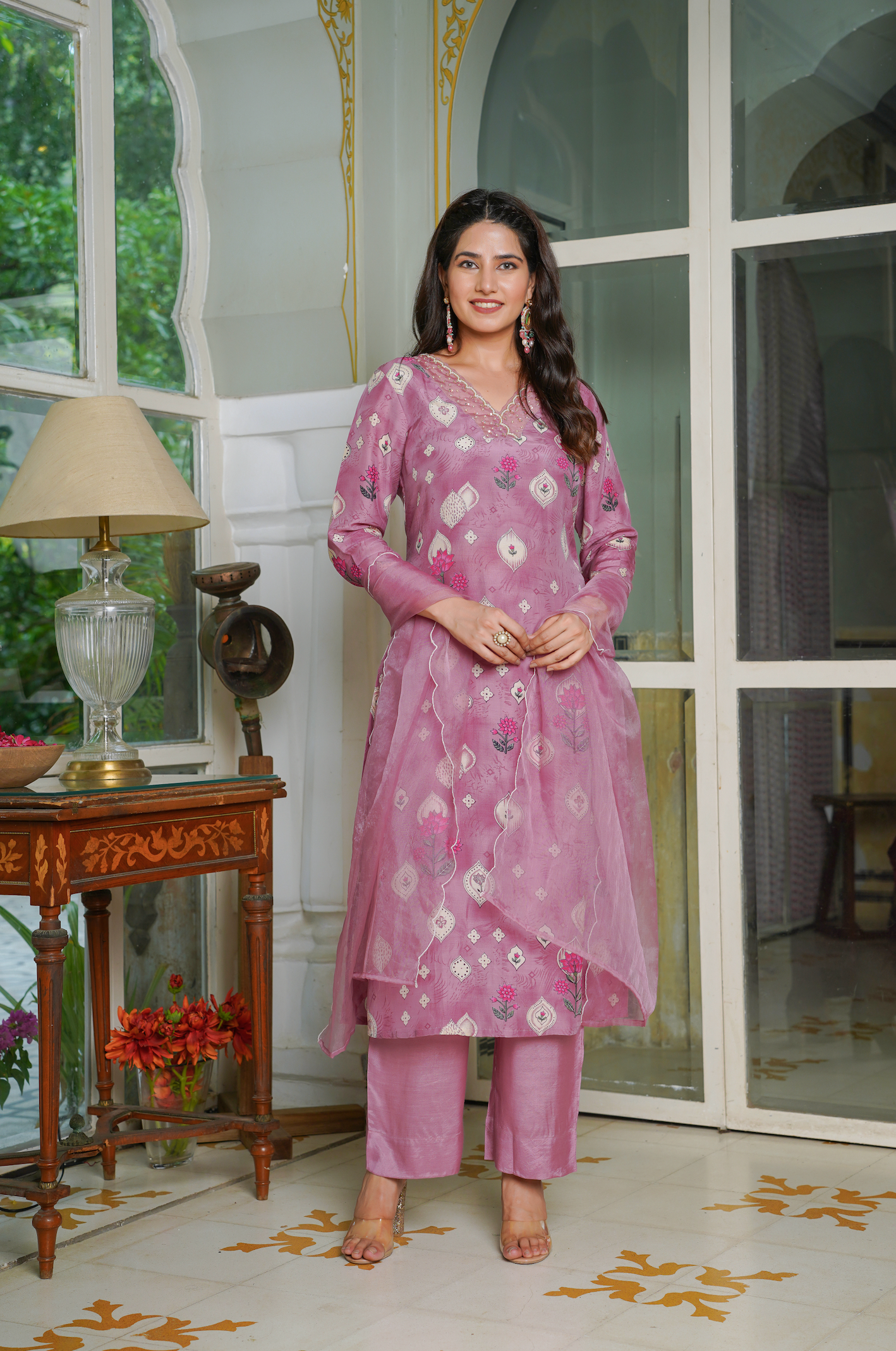 Purple Muslin suit set