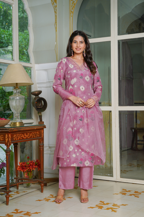 Purple Muslin suit set