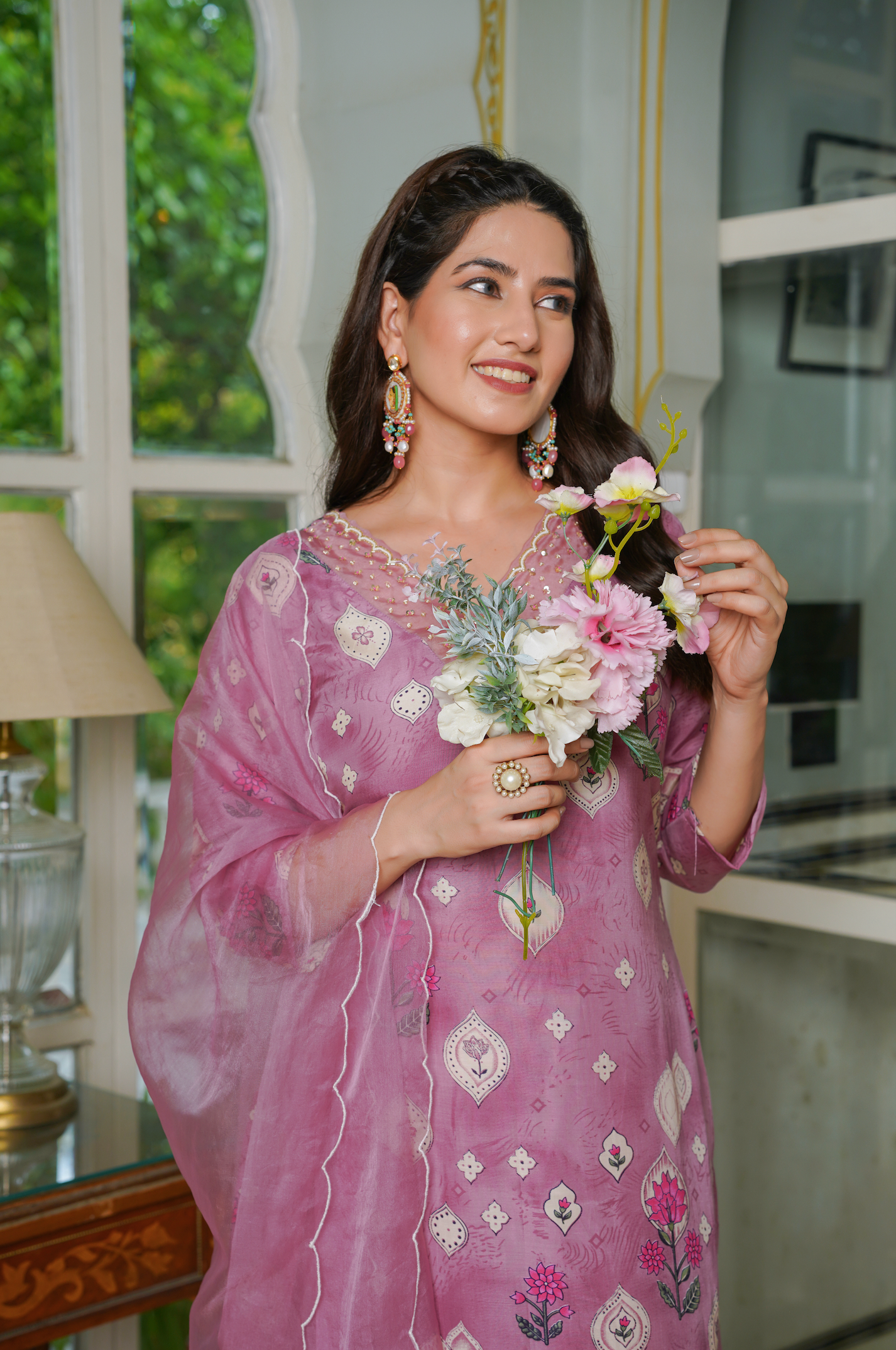 Purple Muslin suit set