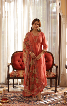 Rust Crushed Shimmer Suit Set