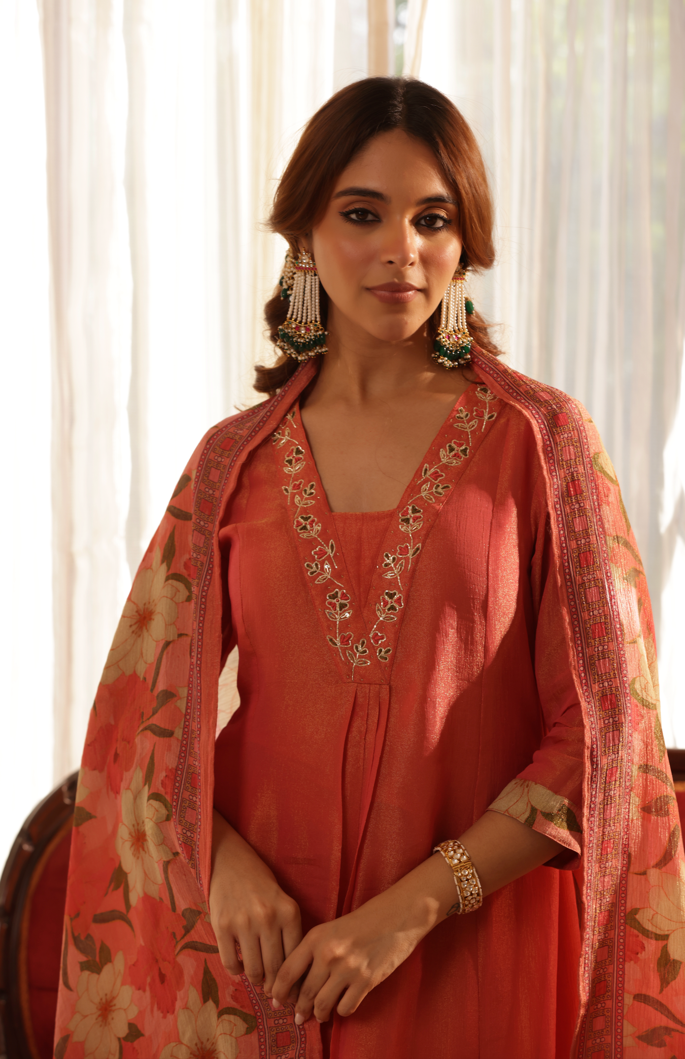 Rust Crushed Shimmer Suit Set
