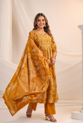 Golden Bloom Cotton Suit Set
