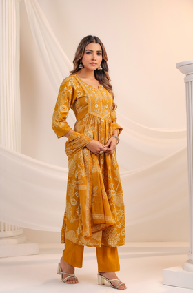 Golden Bloom Cotton Suit Set
