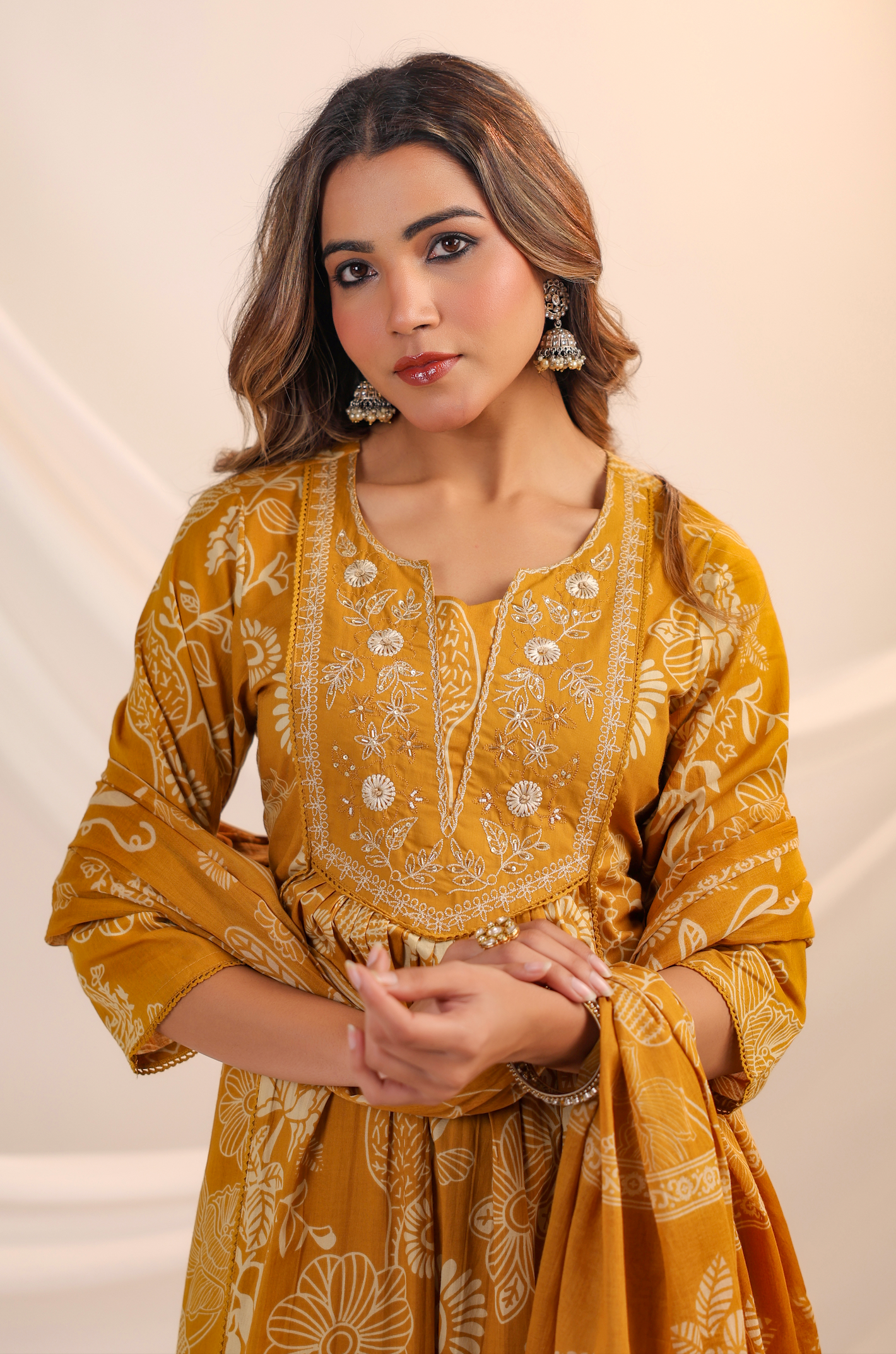 Golden Bloom Cotton Suit Set