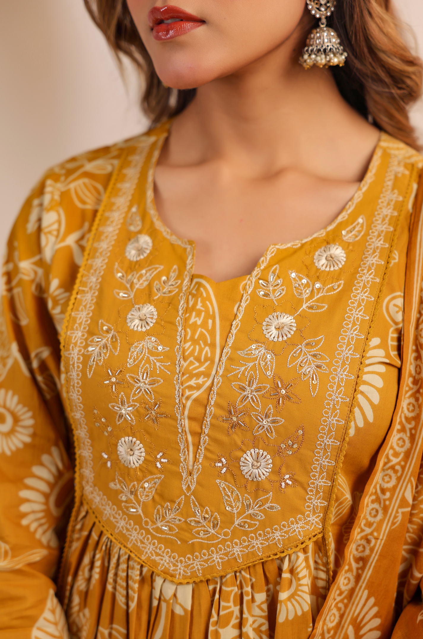 Golden Bloom Cotton Suit Set
