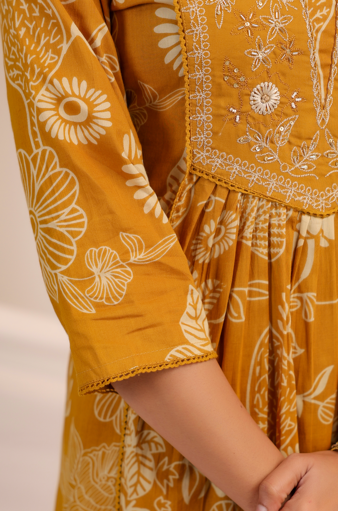 Golden Bloom Cotton Suit Set