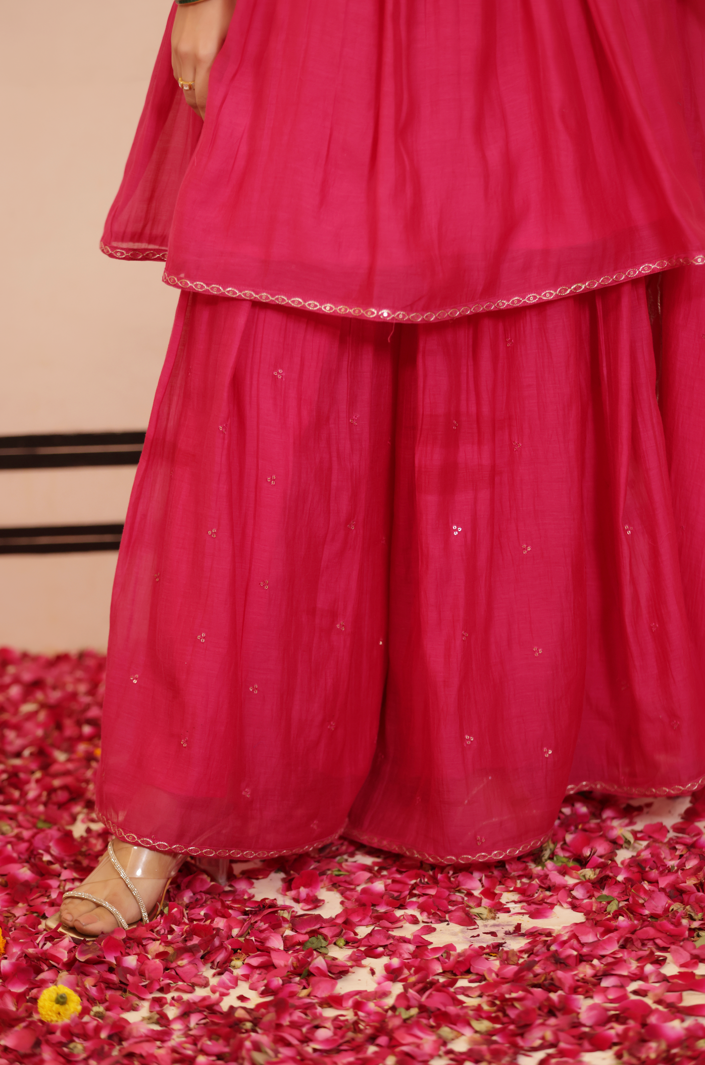 Crimson Peplum Chanderi Suit Set