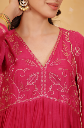 Crimson Peplum Chanderi Suit Set