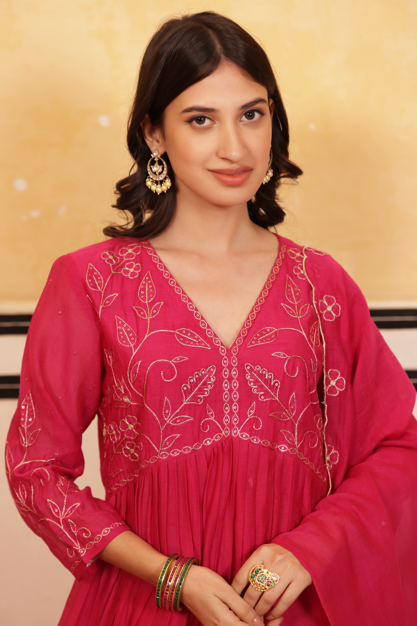 Crimson Peplum Chanderi Suit Set