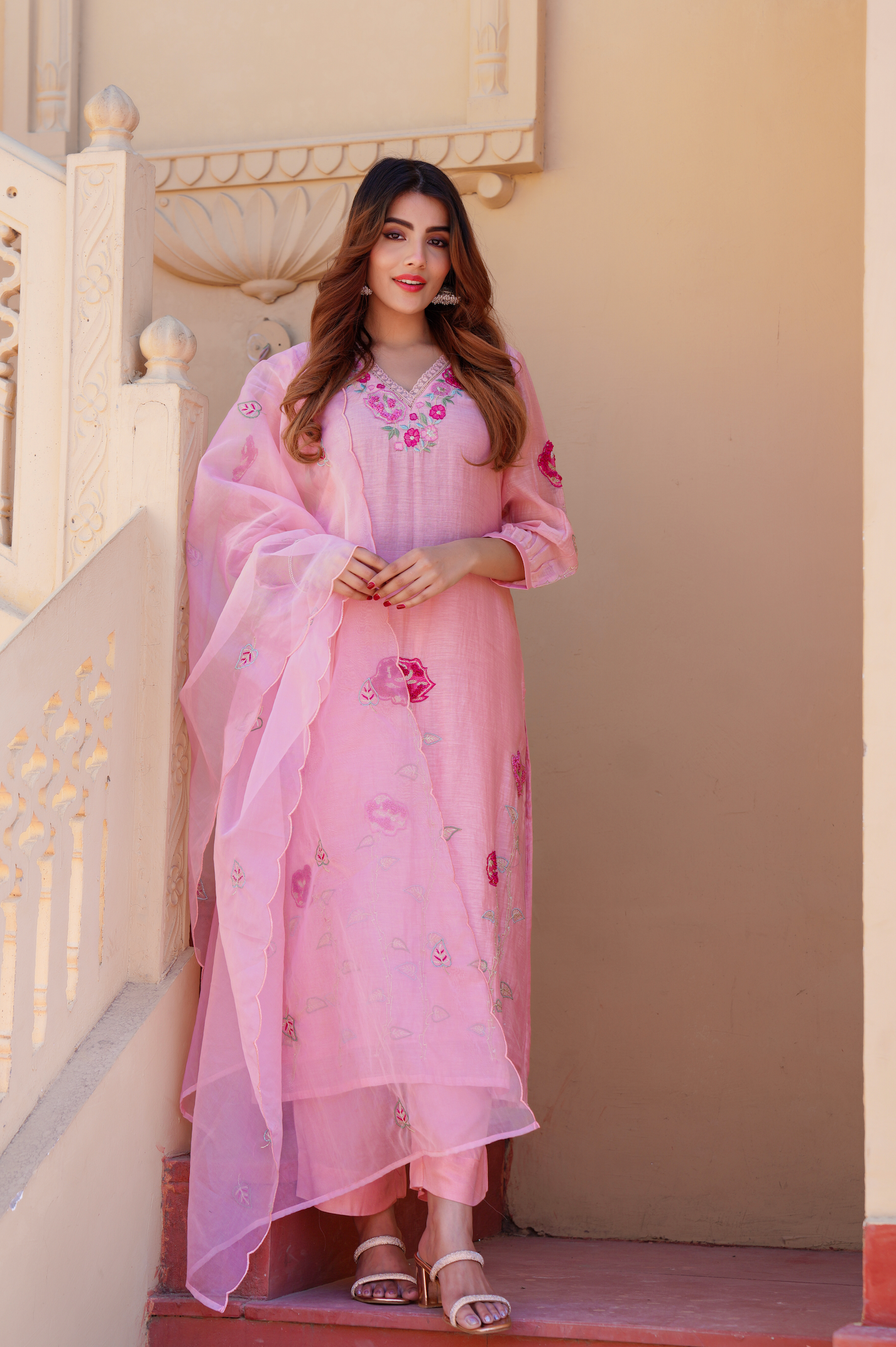 Petal Blush Chanderi Suit Set