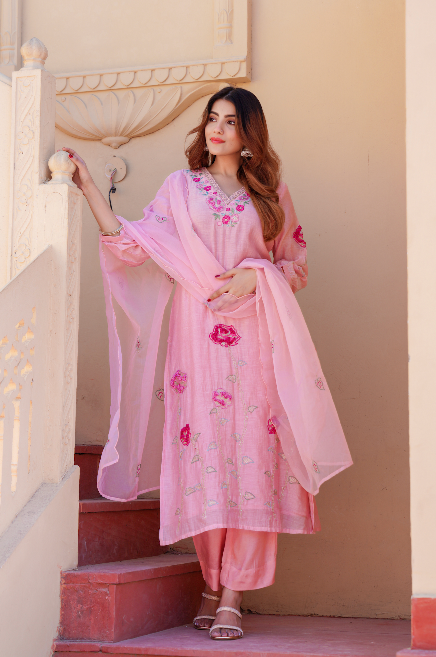 Petal Blush Chanderi Suit Set