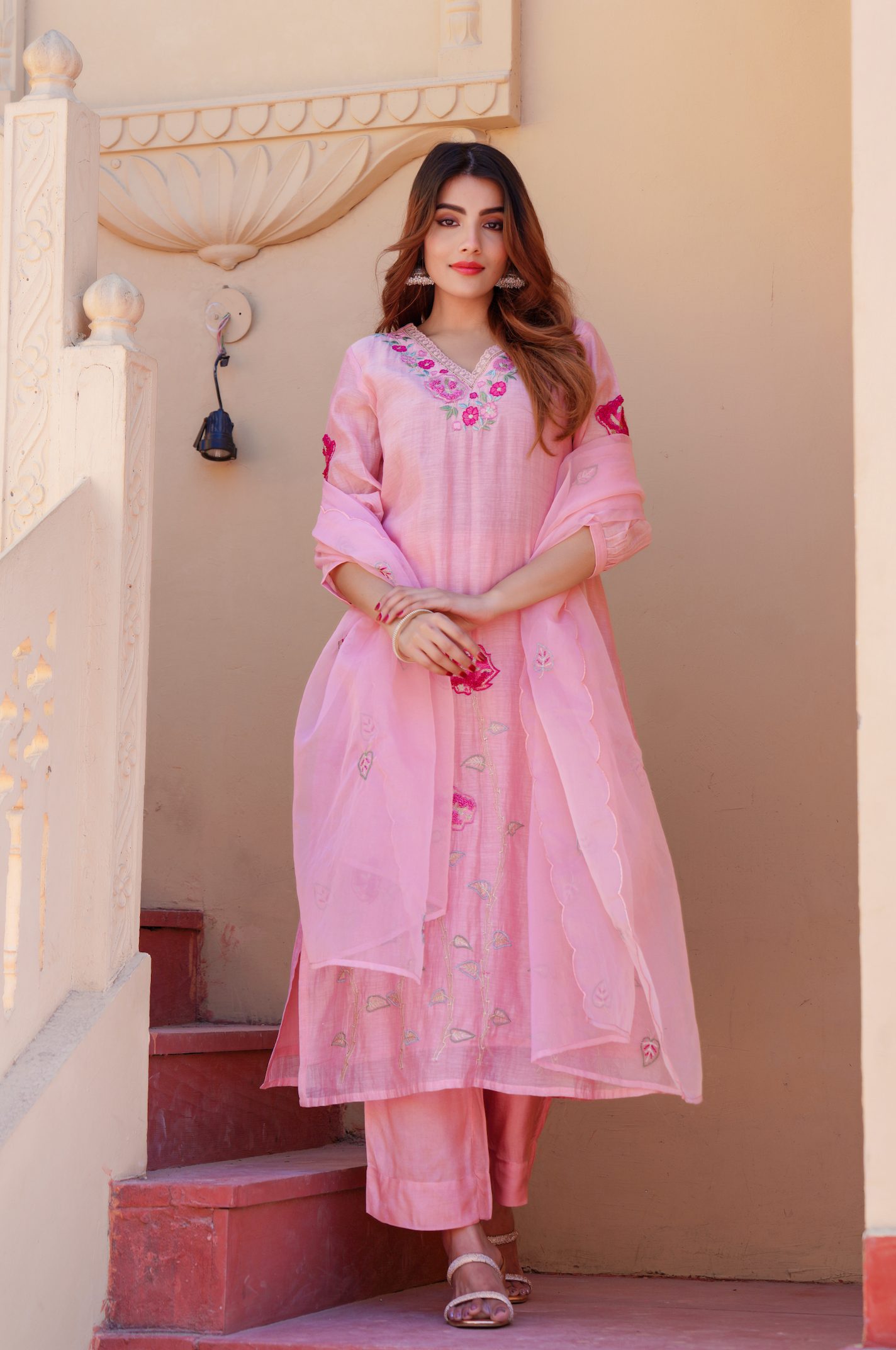 Petal Blush Chanderi Suit Set