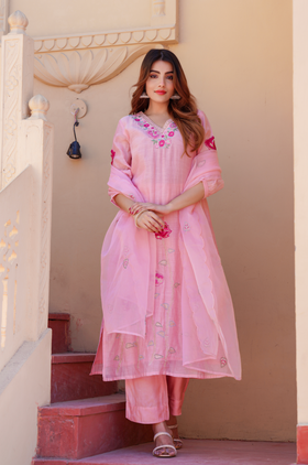 Petal Blush Chanderi Suit Set