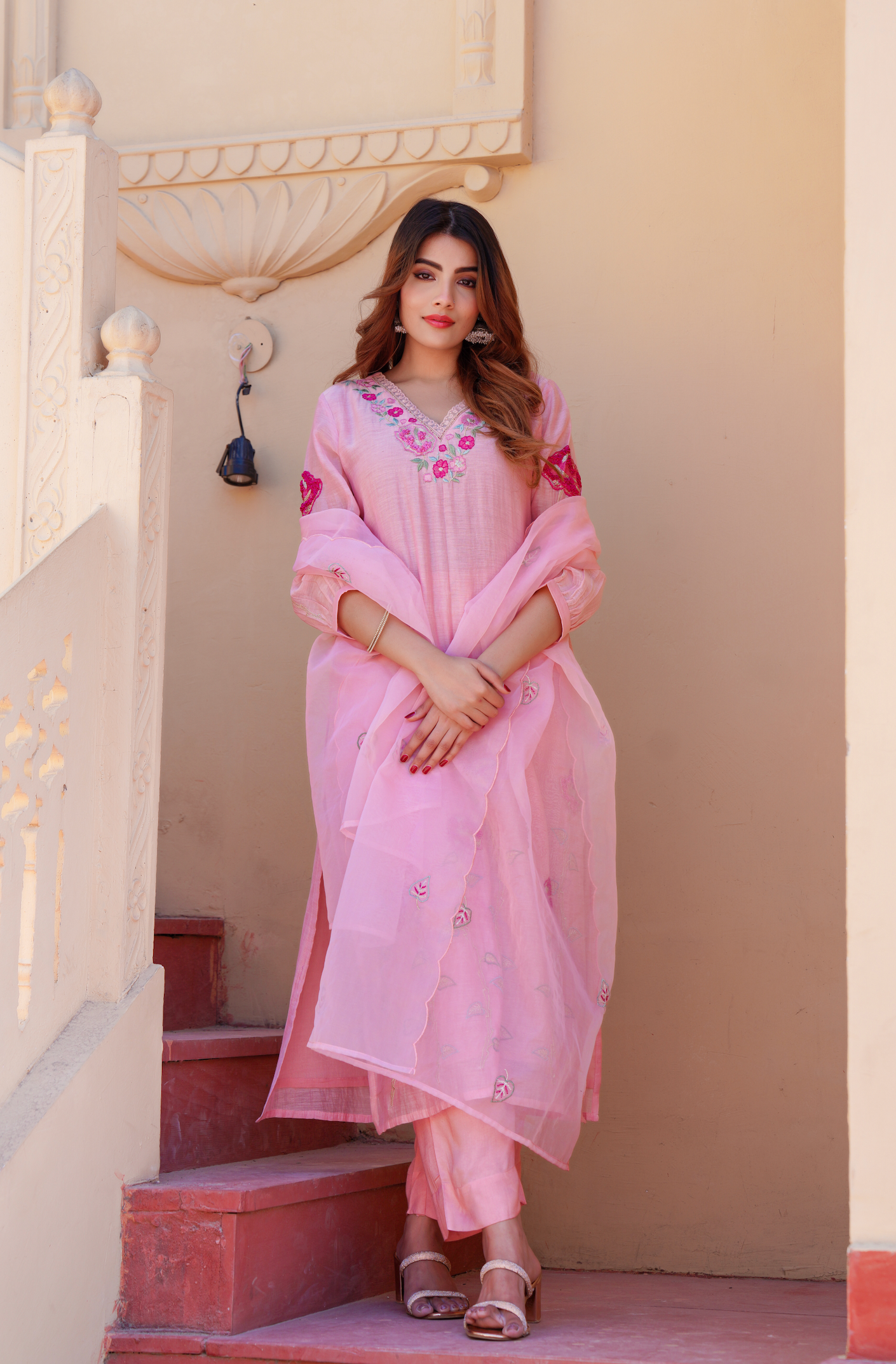 Petal Blush Chanderi Suit Set