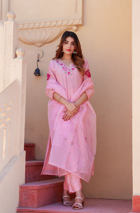 Petal Blush Chanderi Suit Set