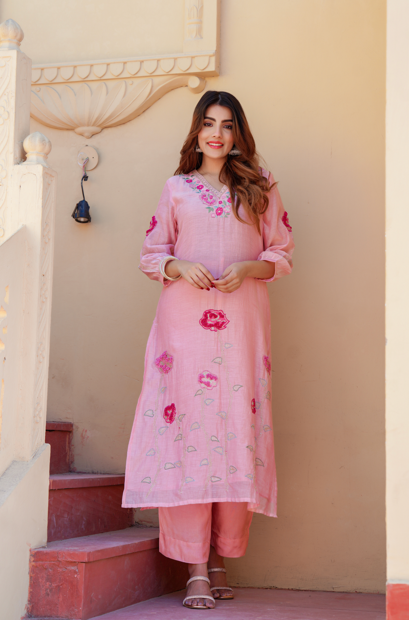 Petal Blush Chanderi Suit Set
