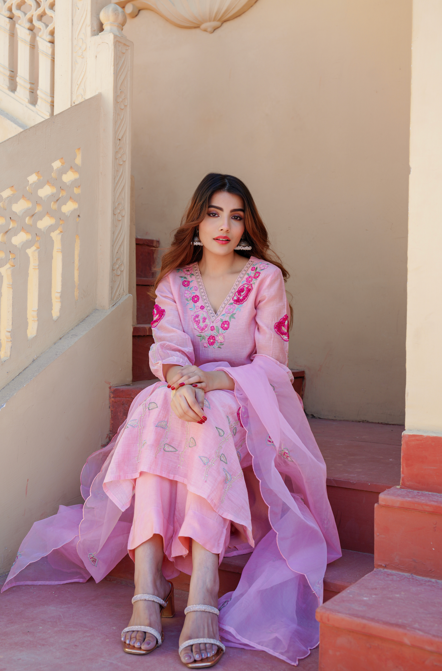 Petal Blush Chanderi Suit Set