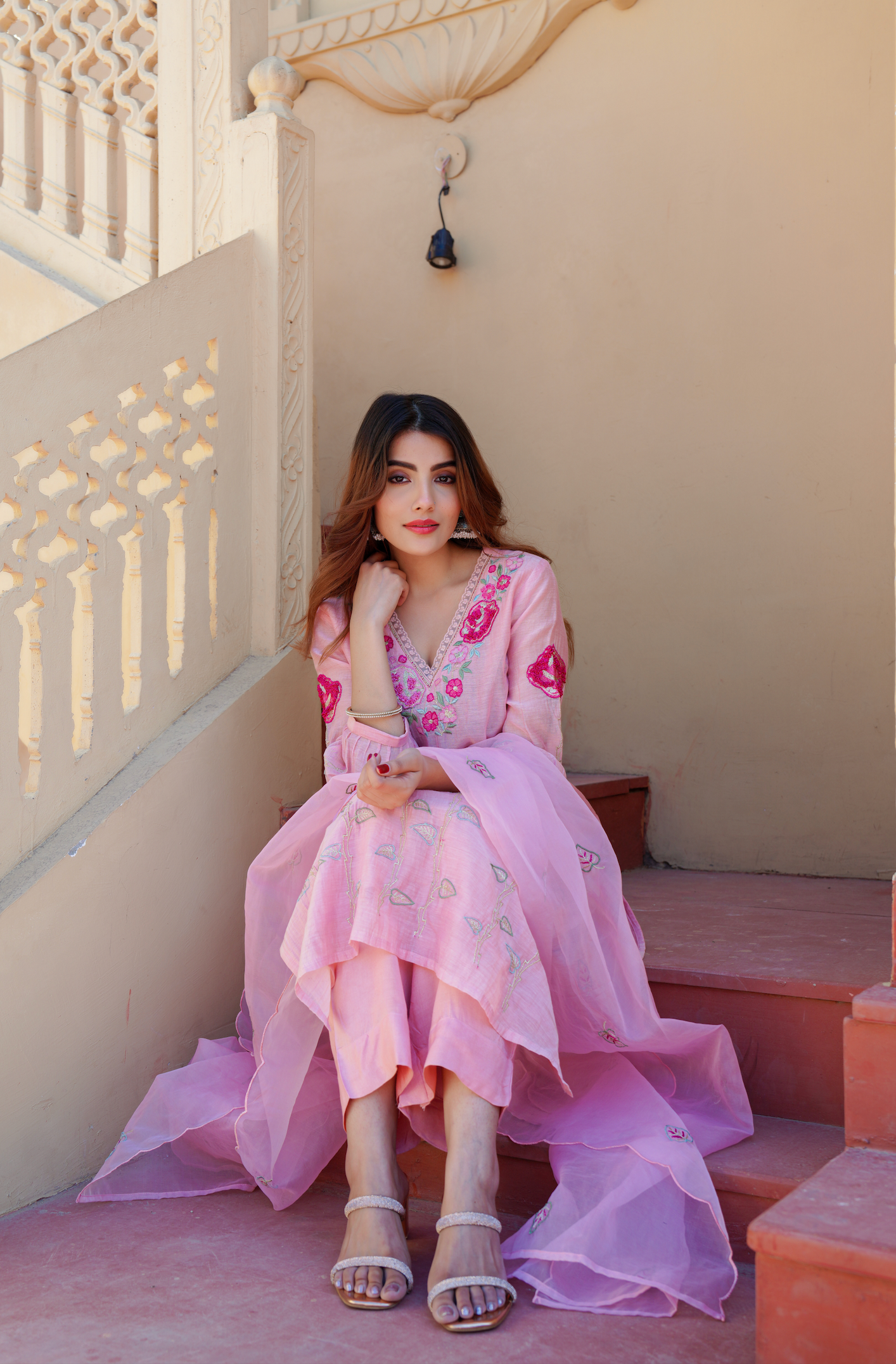 Petal Blush Chanderi Suit Set