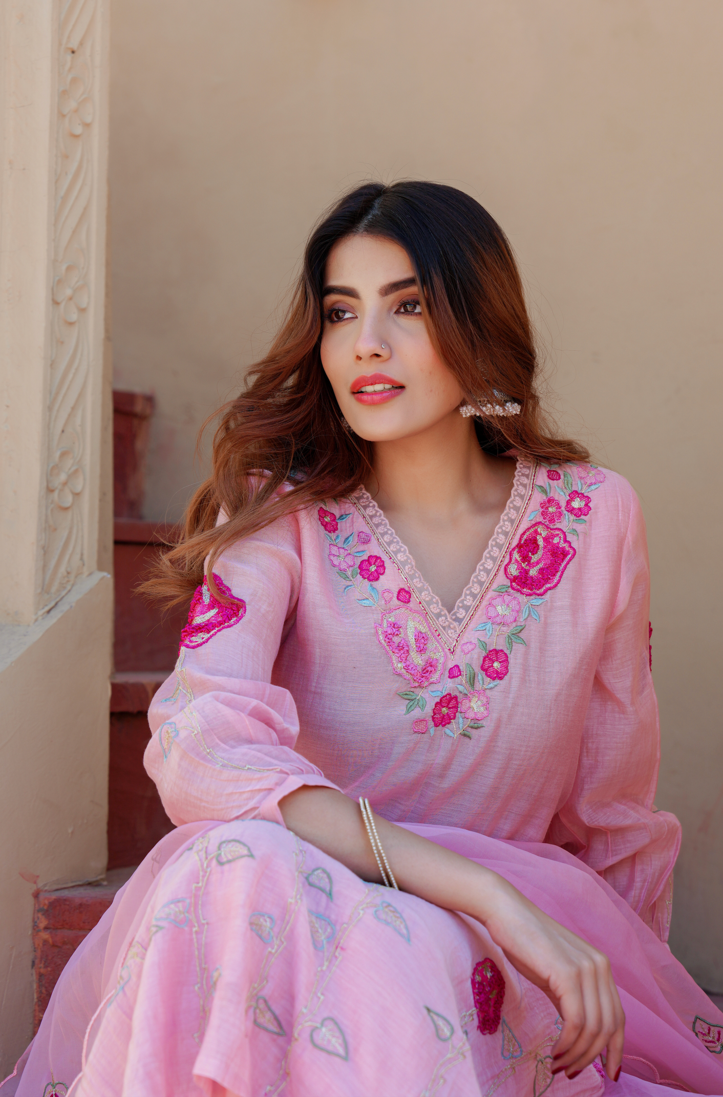 Petal Blush Chanderi Suit Set