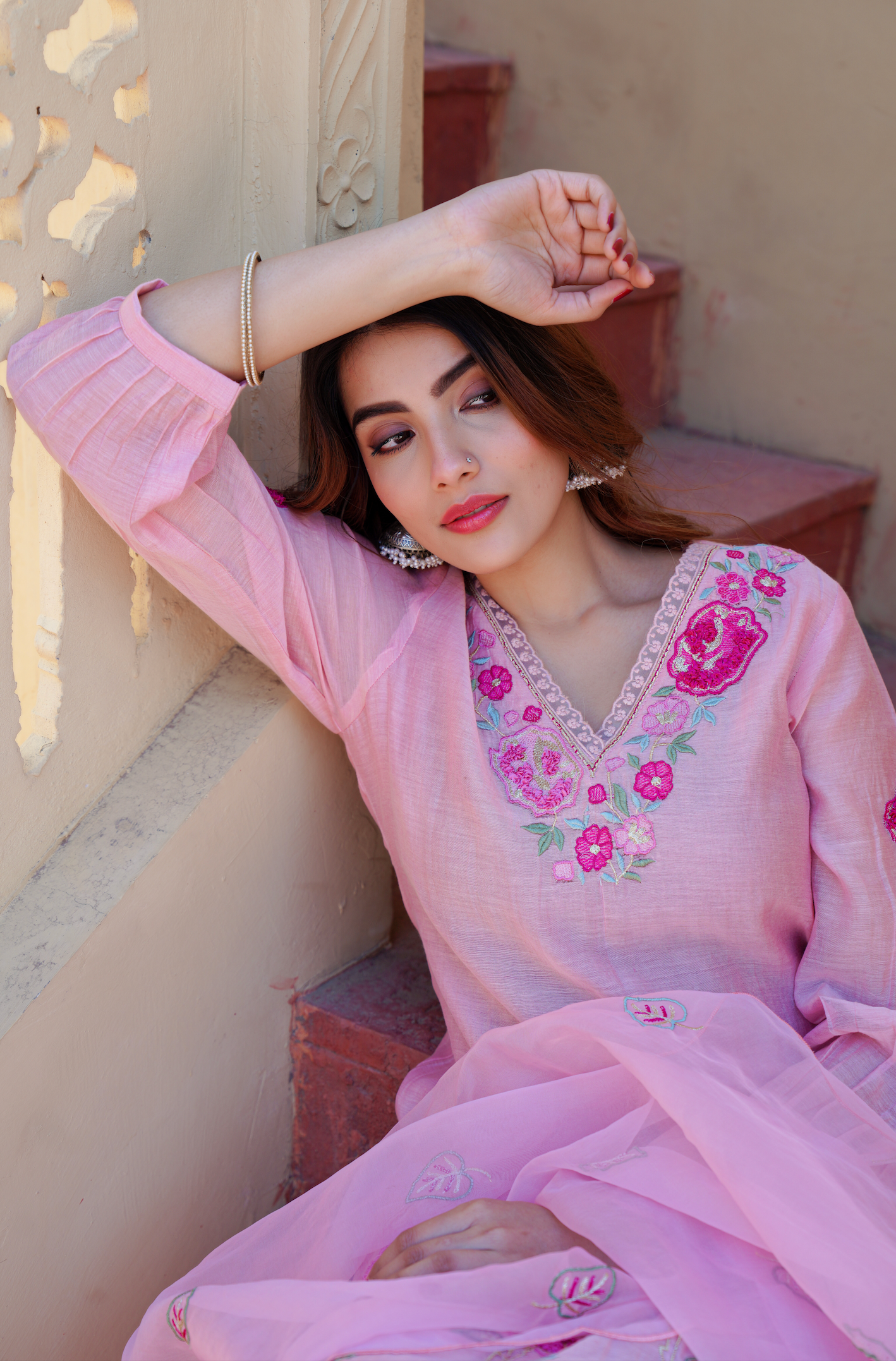 Petal Blush Chanderi Suit Set