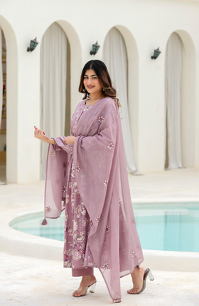 Lavender Bloom Cotton Suit Set