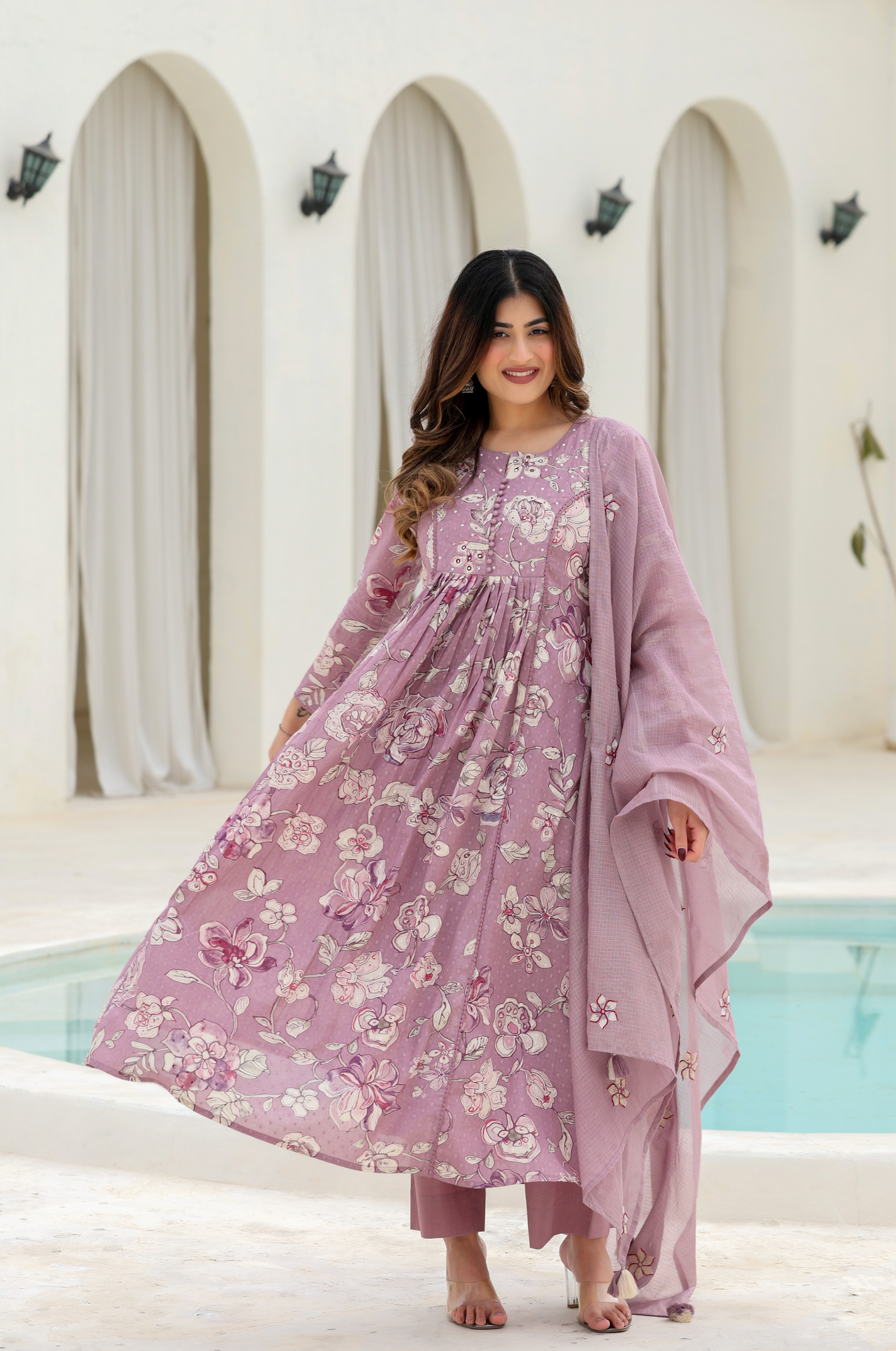 Lavender Bloom Cotton Suit Set