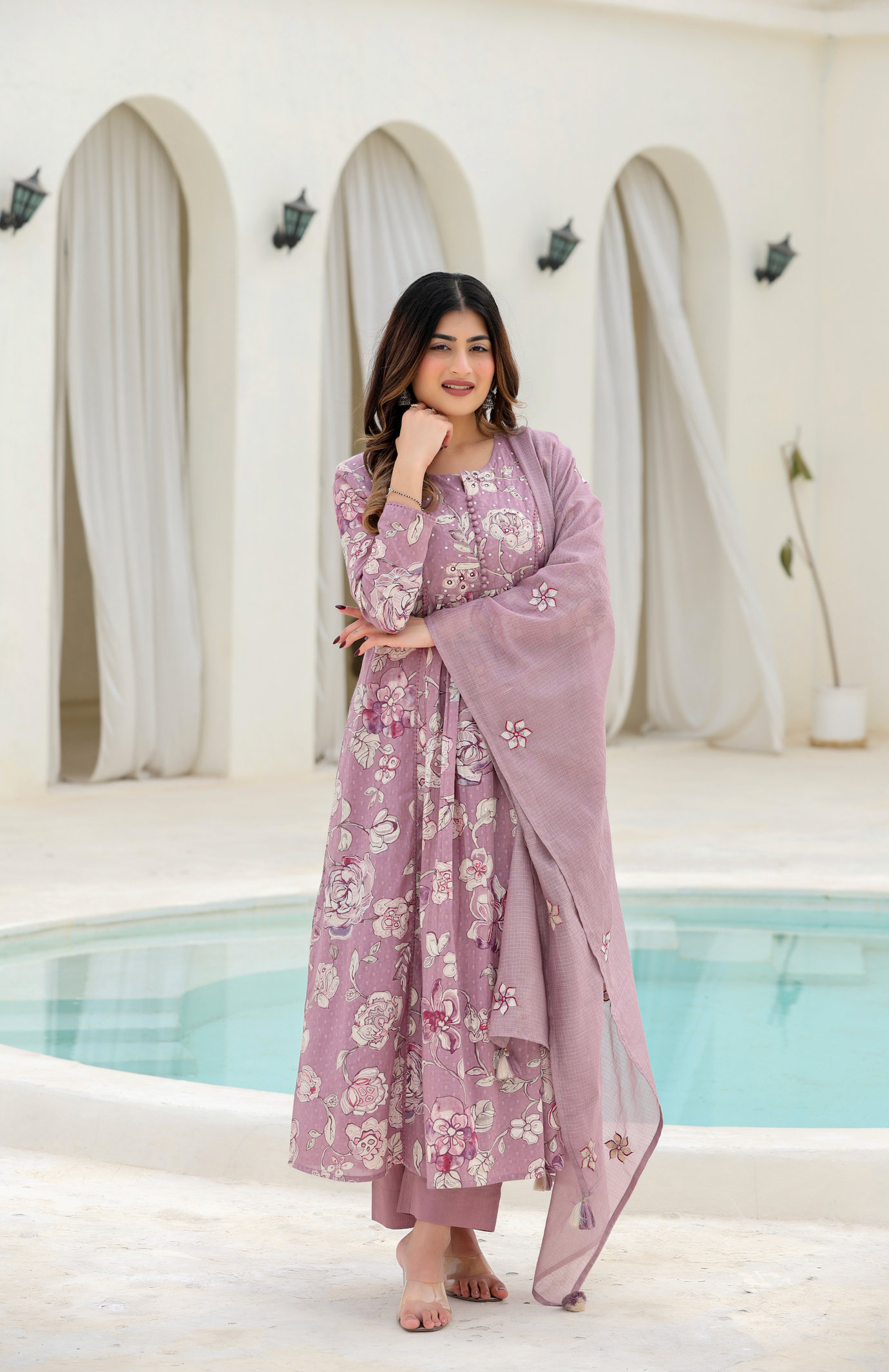 Lavender Bloom Cotton Suit Set