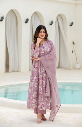 Lavender Bloom Cotton Suit Set