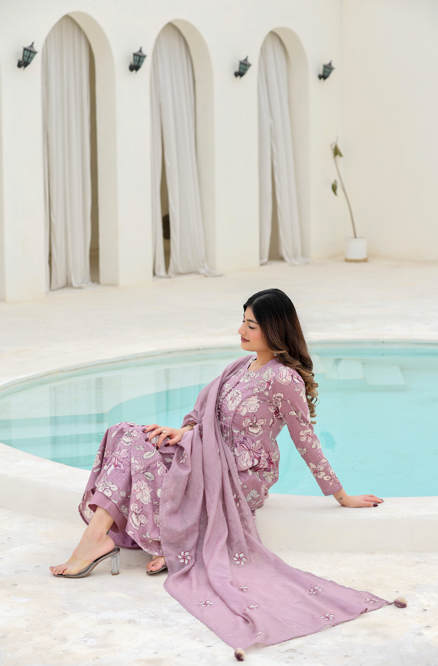 Lavender Bloom Cotton Suit Set